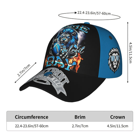 Detroit Football Team with Adjustable Snaps - Breathable -Season Game Day Hat, Team Colors Sports Jersey Accessory for Fans, Comfortable Casual Wear & Gifting () - Textile Materials for Matches & Outdoor Events
