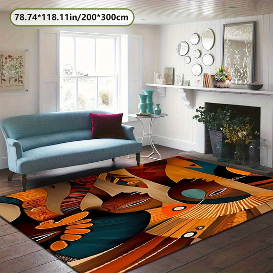 Vibrant Abstract Design Decorative Mat - Soft, Durable, Machine Washable, Non-Slip Backing, 7mm Thick, 800g/sq.m, Perfect for Kitchen, Living Room, Bedroom, Bathroom, and Outdoor Spaces, Rugs for Living