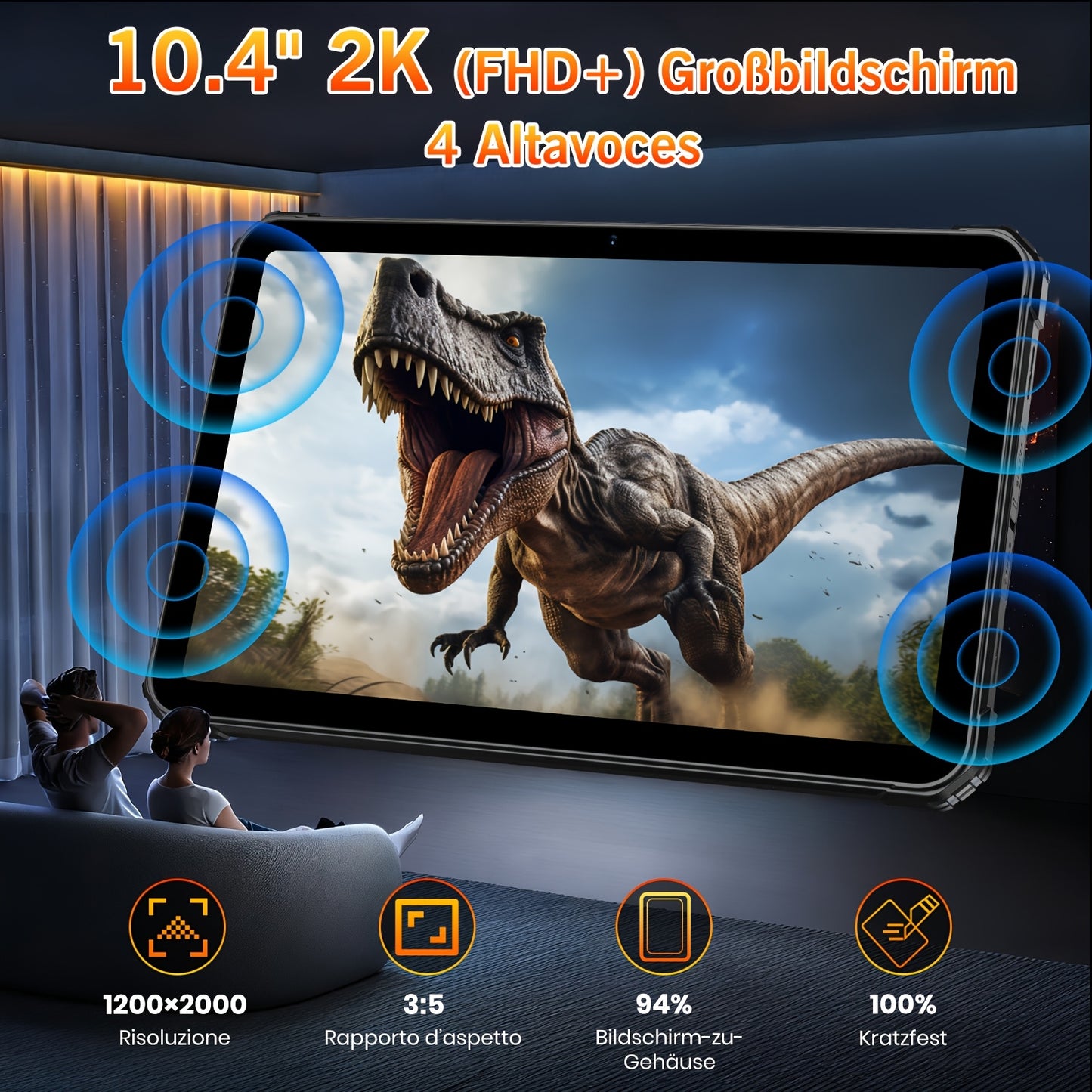 FOSSiBOT DT3 Outdoor Tablet 32GB RAM + 256GB ROM/2TB, Android 15, 10, 4'' 2K FHD Display, 21560mAh Akku Android-Tablet, 64MP+32MP Kamera, Octa-Core, 5G Dual SIM/WiFi 6/GPS/OTG/Camping LED-Blinker, Tablet, Pad
