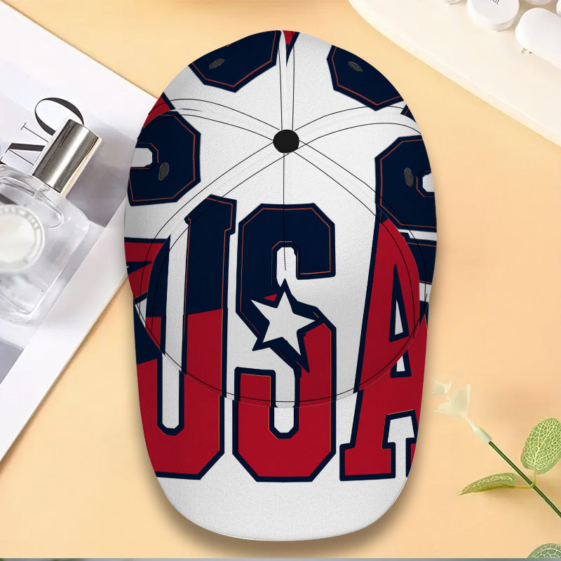 1pc Patriotic USA Baseball Cap - Red, White & Blue Star Graphic Hat, Lightweight Adjustable Snapback Closure for Sports, Gym, Fourth of July, Halloween - Men's Casual Athletic Hat, 2D Flat