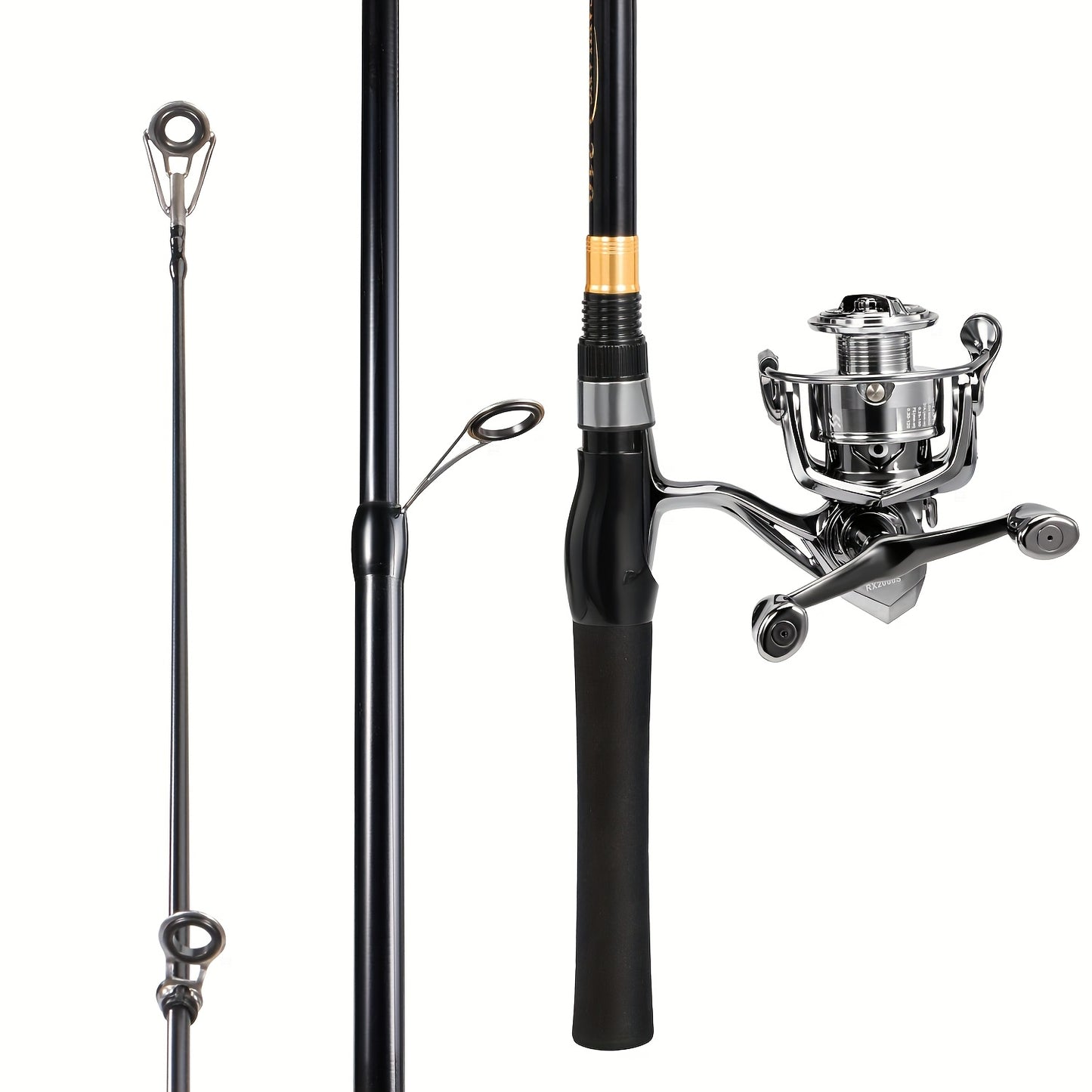 SOUGAYILANG Heavy-Duty Carbon Fiber Fishing Rod & Reel Combo with 5.0:1 Gear Ratio Spinning Wheel, Medium Power Fast-Retraction Line System, Complete Lure Kit (Hooks, Beads) - All-in-One Freshwater Bass Pike Trout Fishing for