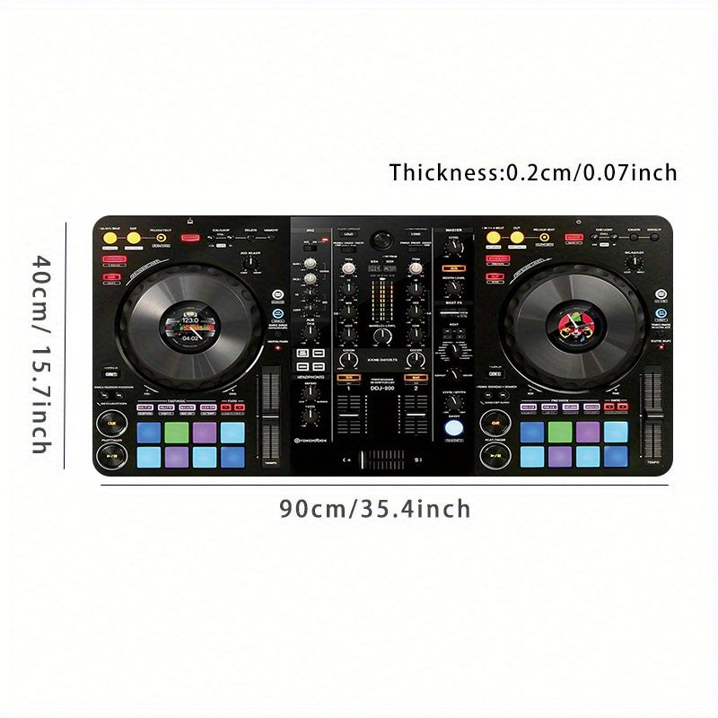 Extra-Large DJ Mixer Gaming Desk Mat - 35.4"x15.7" (90x40cm) Non-Slip Music Production Station with DJ Equipment Layout, Keyboard & Mouse Pad for Home Studio, DAW Control, Ideal Gift for DJs & Music Producers - Vibrant DJ Set