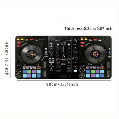 Extra-Large DJ Mixer Gaming Desk Mat - 35.4"x15.7" (90x40cm) Non-Slip Music Production Station with DJ Equipment Layout, Keyboard & Mouse Pad for Home Studio, DAW Control, Ideal Gift for DJs & Music Producers - Vibrant DJ Set