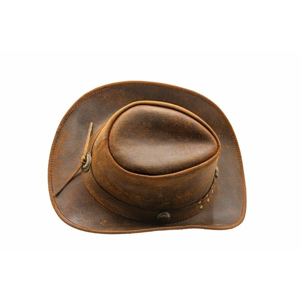 Men and Women Brown Genuine Leather Cowboy Western Hat – Classic Western Hat for Outdoor Adventures, Rodeo, Ranch, Country, Hiking, Travel, Festivals, Camping, Road Trips, Horse Riding, Costume, Halloween Parties – Stylis