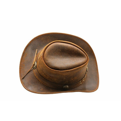 Men and Women Brown Genuine Leather Cowboy Western Hat – Classic Western Hat for Outdoor Adventures, Rodeo, Ranch, Country, Hiking, Travel, Festivals, Camping, Road Trips, Horse Riding, Costume, Halloween Parties – Stylis