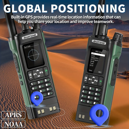 BAOFENG DM-32 DMR Handheld Two-Way Radio 10W Long Range GPS & NOAA Weather Alert, UHF 136-174/400-470MHz, 2500mAh Battery with USB-C Charging, Compatible with DM32UV Repeater for Camping,, Fishing, Emergency (DMR/Moto)