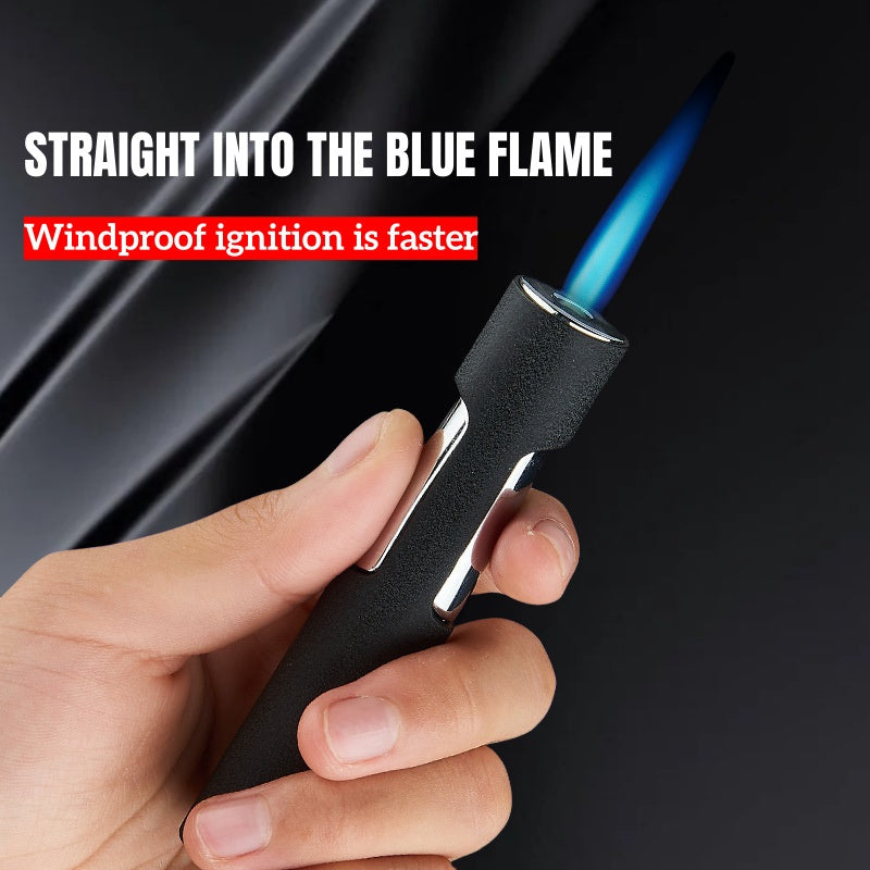 Stylish Push Lighter Designed for Outdoor Use, Featuring a Windproof Design And a Straight Blue Flame. This Mini Portable Spray Torch Is Refillable with Butane Gas And Has an Adjustable Flame. It'S an Ideal Gift for Your Boyf