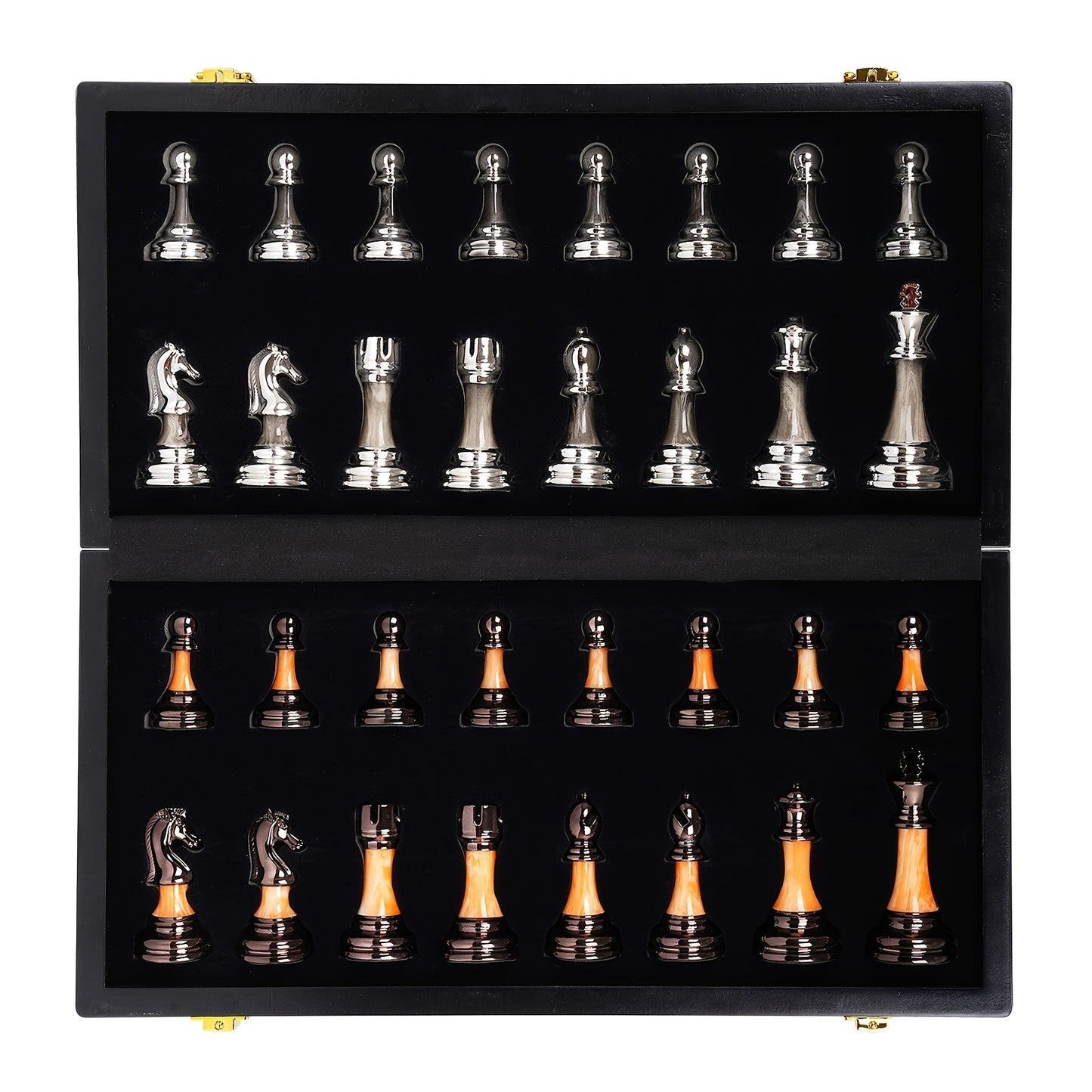 15" Large Chess Set for Adults with Weighted Acrylic Chess Pieces 3.5" King & Portable Folding Marbling Wooden Chess Board Travel Chess Sets Family Board Game Gift – Elegant Classic Chess Game