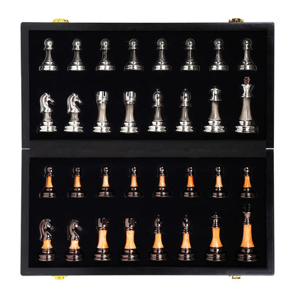 15" Large Chess Set for Adults with Weighted Acrylic Chess Pieces 3.5" King & Portable Folding Marbling Wooden Chess Board Travel Chess Sets Family Board Game Gift – Elegant Classic Chess Game