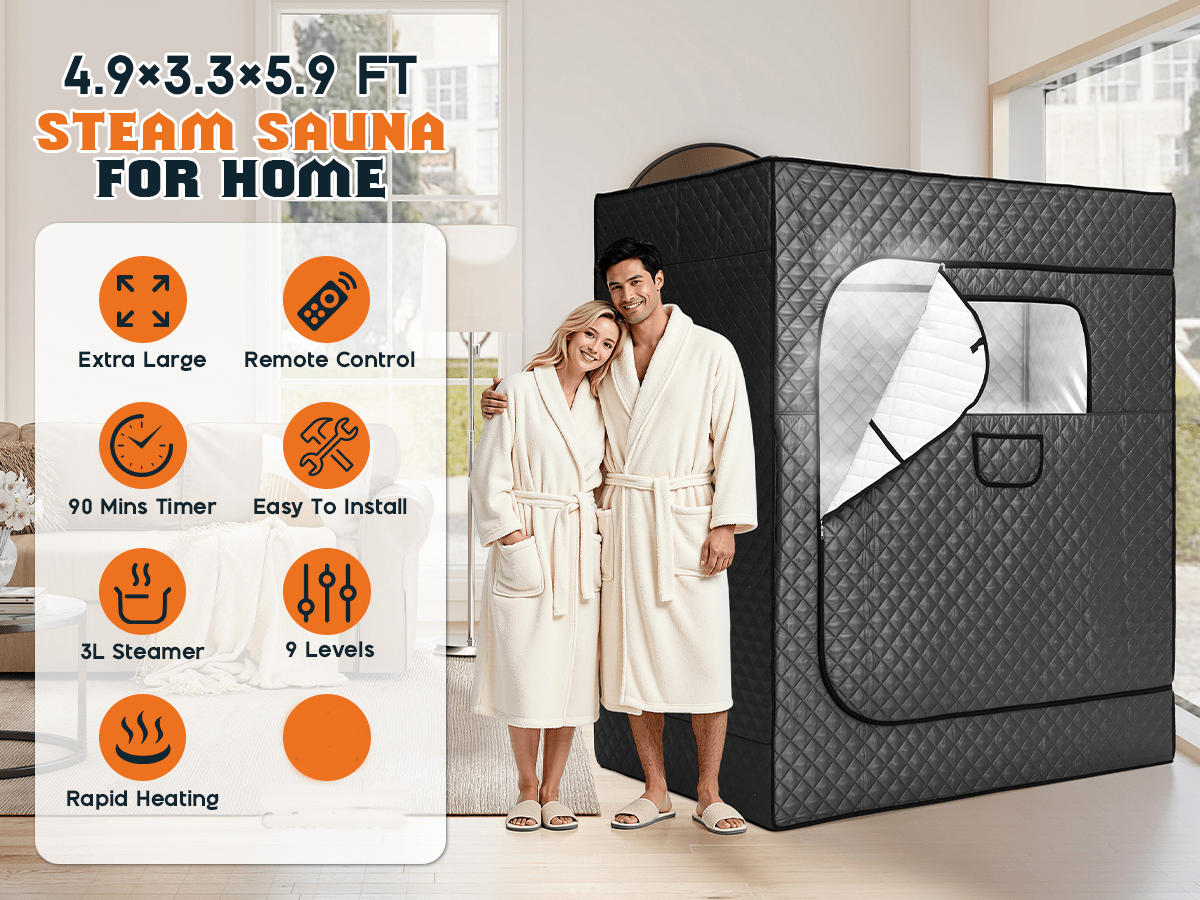 LUXOAK Portable for home Steam Sauna Tent for Two - No Electricity Needed, Quick Setup & Compact Design with Ventilation System, Spacious Interior for Couples, Gym, Spa, or Personal Use - Ideal for Home, Travel, or Commercial