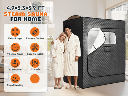 LUXOAK Portable for home Steam Sauna Tent for Two - No Electricity Needed, Quick Setup & Compact Design with Ventilation System, Spacious Interior for Couples, Gym, Spa, or Personal Use - Ideal for Home, Travel, or Commercial