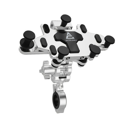 Aluminum Alloy Motorcycle Phone Mount Holder [Dual Vibration Dampener] [Metal Adjustment Arm] Motorcycle Accessories, for 4.7-7.2 Inch Samsung Apple Phone, Bike Phone Grip, Handlebar Phone Mount, Compact Holder, Sturdy Constr
