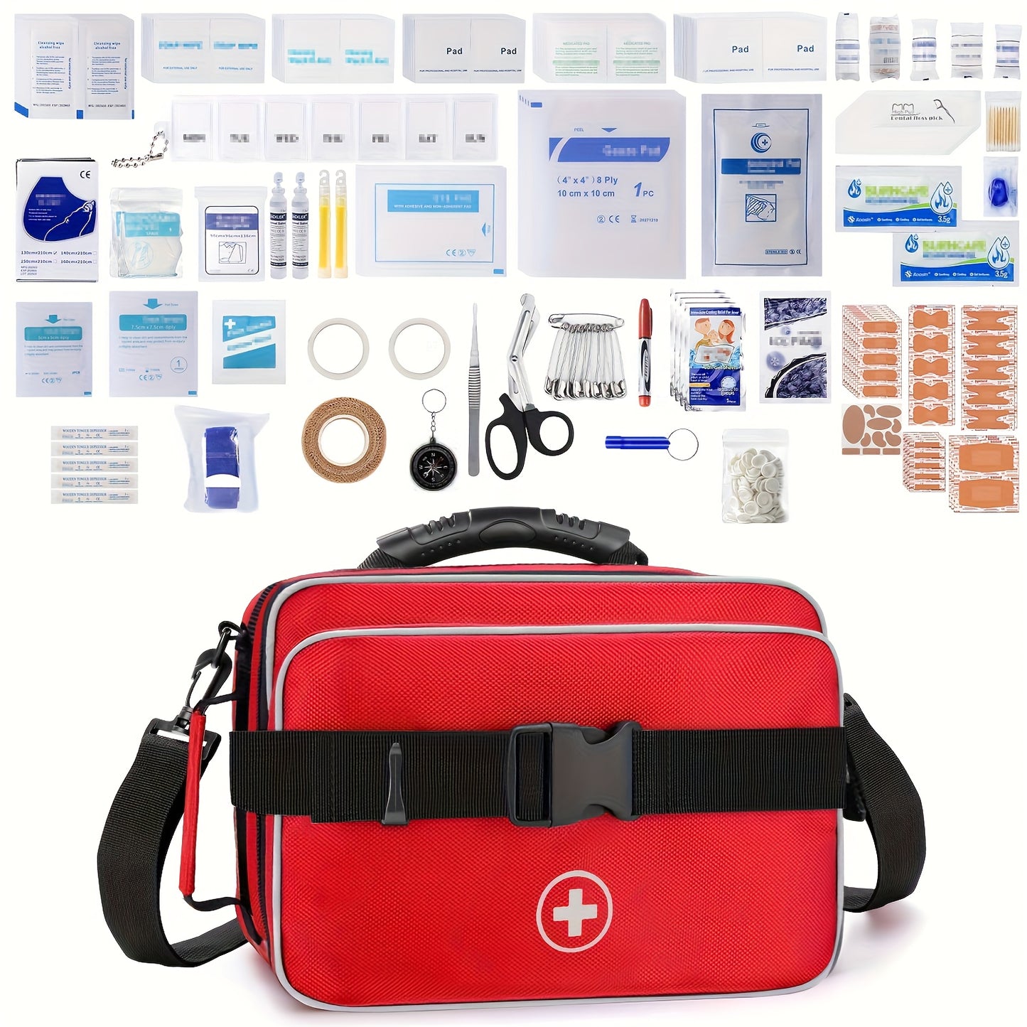 Premium 550pcs Emergency First Aid Kit with Bandages, Scissors And More - Portable Medical Supplies for Home, Car, Travel, Camping, Outdoor, Hiking, Sports, Office, First Aid Bag, First Aid Kits Professional With Supplies, Em