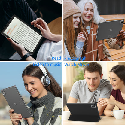 PRITOM 10.1 Inch Android 15 Tablet, 2-In-1 Tablet (Including Keyboard, Mouse, Protective Case, Stylus And Data Cable), 12GB (3GB + 9GB Expandable) RAM, 64GB Storage, Supports Up to 1TB Storage Expansion, 8MP Camera, Dual-Band