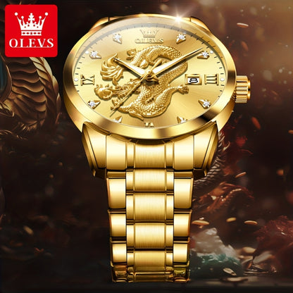 OLEVS New Luxury Business Luminous Quartz Stainless Steel Watches for Men Original Top Brand Fashion Men'S Wrist Watches Golden Trend High Quality Best Selling Men'S Watches, Fashion Watches for Men, Mechanical Watches for Me