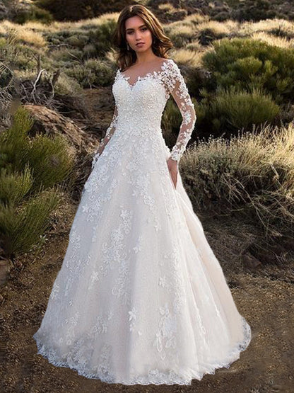 Off Shoulder Wedding Gown Euro Womens Wear Long Sleeve Elegant Design Slim Fit Bridal Dress Statement Outfit for Special Occasions