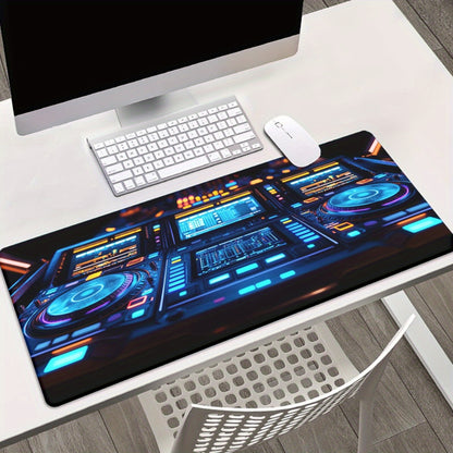 1pc DJ Equipment with Colorful Lights HD Printed Pad for Desk, Multi-Functional XXL Mousepad, Keyboard Gaming Mouse Mat, Office Computer PC Gamer Desk Mat, Gifts for Family Friends