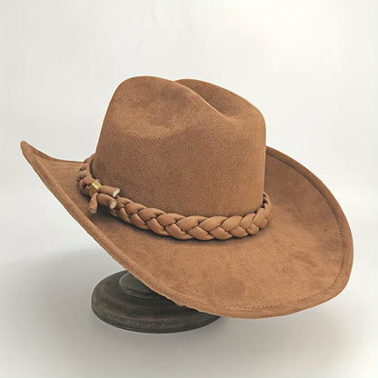 Handcrafted 3-Strand Braided Rope Cowboy Hat - Wide Brim Lightweight Western, Brown All-Season Outdoor Hat for Hiking, Horseback Riding, Durable Rope - Unisex for men & Women (Style 3-Strand)