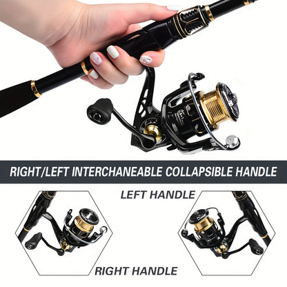 PROBEROS Fishing Rod Reel Combo Kit -Spinning Reel, 1.8m-2.4m/5.9ft-7.9ft Pole, Line, Lure, Hooks - Full Set with Storage Bag