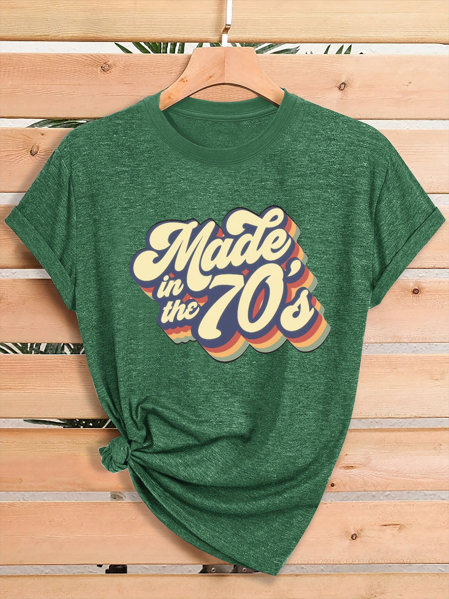 Women'S Vintage 70s Graphic T-Shirt - Retro "Made in the 70s" Print with Rainbow Lettering & 70s Icons, Loose Fit Casual Tee for Gym, Casual Attire & 70s Themed Parties - Soft Breathable Round Neck Summer Top, Local Warehouse