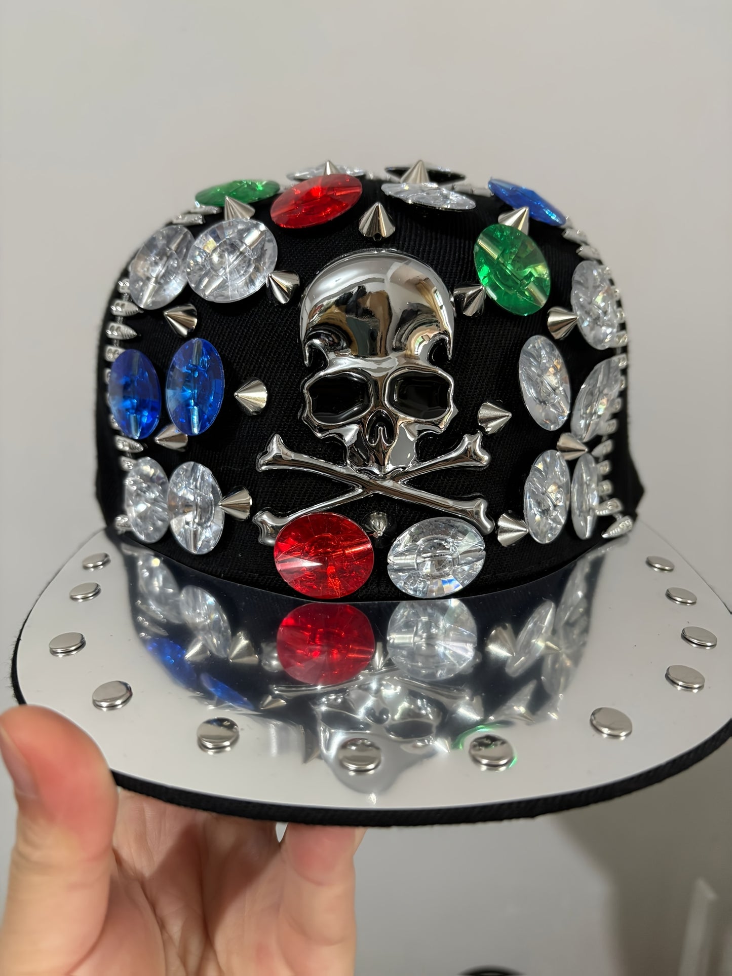 Unisex Stylish Rhinestone "KING" Baseball Cap - Lightweight Polyester, Black with Sparkling Embellishments, Perfect for Casual Outings and Parties, Statement Fashion | Edgy Baseball Cap | Metallic Accents