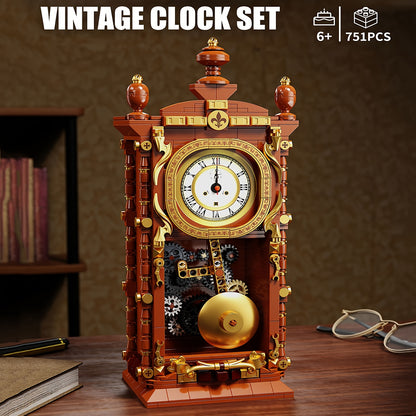 700+pcs Creative Clock Model • Building Blocks Set • Retro Swaying Clock • Alarm Function • Desktop Decor • Gift for Ages 6+