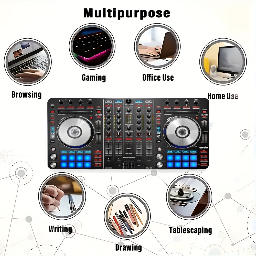 Pioneer DJ-SX Inspired Serato DJ Pro Controller Mouse Pad & Desk Mat - Non-Slip Rubber Base, Smooth Polyester Surface with DJ Equipment Layout (Transport Controls, Effects, Sampler) for Home Studio, Office & DJ Workspaces - D