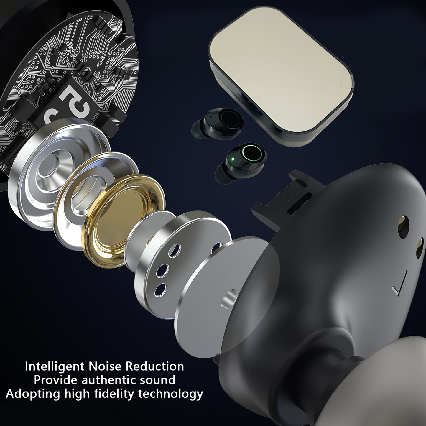 1pc Black Wireless Wireless Earbuds - BT Headphones, Stereo Deep Bass, HD Call Quality, LED Battery Display Charging Case and Smart Noise Cancellation, Touch Control, Anti-Tangle Design, 48 Hours of Playback Time, Perfect for