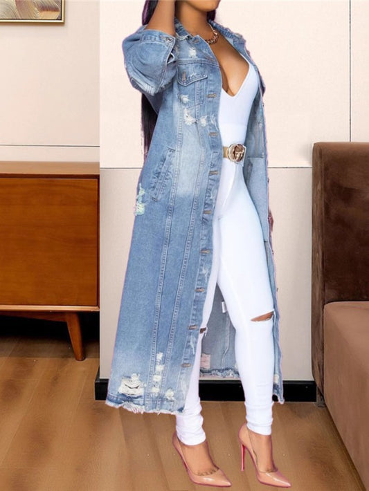 Women'S Plus Size Jeans Jacket - Non-Stretch Denim Coat with Button Front Closure, Classic Buttoned Pocket, Edgy Vintage Look for Everyday & Formal Outfits - Fall/Winter Outerwear (Curvy Women Friendly) - Plus Size Friendly C