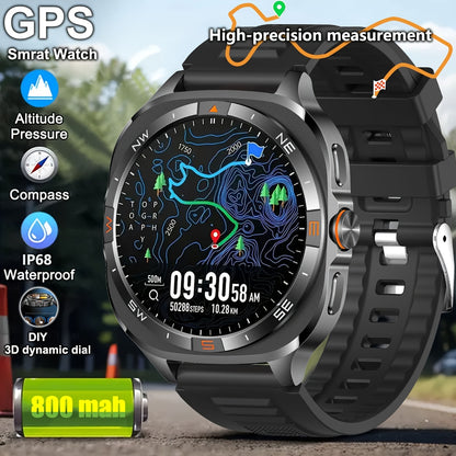 [GPS Precise Positioning Smartwatch ] 1.46-inch high-definition large screen smartwatch! Built-in GPS for precise trajectory recording during running, cycling and outdoor exploration. High Quality, wireless 5.4 calls, 800mAh