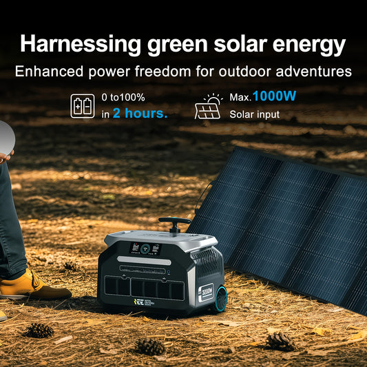 IEE P3200 Power Station 200W 400W Solar Panel (Optional), 2048Wh/3200W (6400Peak) Solar Generator, 1800W Super Fast Charging, LiFePO4 Battery, APP Control Emergency Power Station for Home, Camping, Power Outages