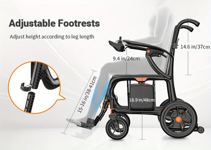 100% Carbon Fiber Electric Wheelchair 28lbs Ultra-Light Foldable No Assembly Required Dual Batteries 28-Mile Range All-Terrain Capable And FAA Approved