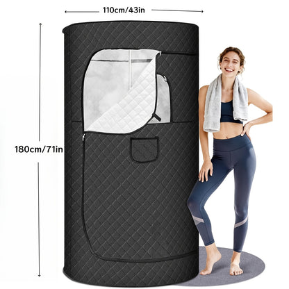 Portable Sauna Box for Home | Personal SPA Steam Sauna with 10 Min Fast Heating & 9 Levels Heat, Warm Sauna Tent with 101.44oz/1200W Steamer, Folding Chair, Remote Control for Body Relaxation, Polypropylene Cotton, Electric H