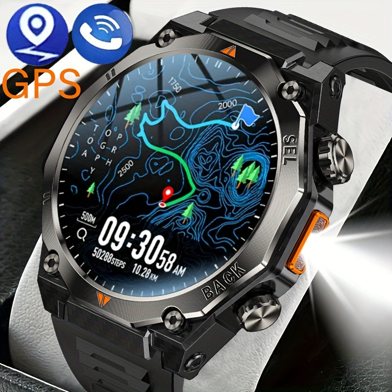COIUSOR'S New GPS Smartwatch with LED Flashlight, 1.46-inch AMOLED HD Display, Wireless Calling, Real-Time Message Sync, One-Click Connection, Music Playback, GPS, Compass, Altitude, Barometer, Stopwatch, High Quality, Over 1