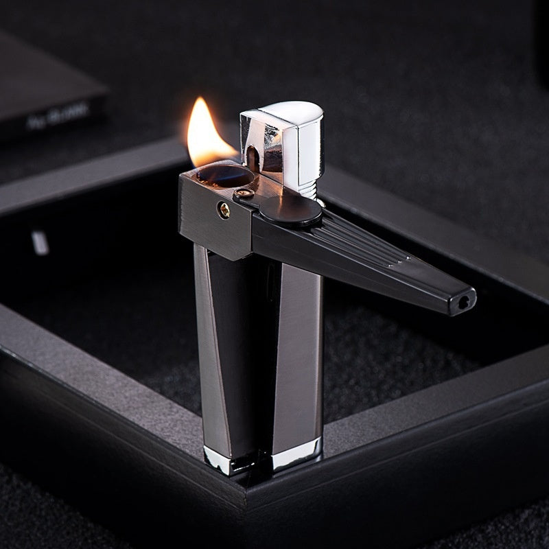 Buy One Get Four Free: 4-pack: 2-in-1 Retro Folding Pipe Lighter, Metal Portable Soft Flame Inflatable Lighter, One-piece Oblique Spray Butane Gas Lighter, Adjustable Flame, Gift for Boyfriend (excluding Butane Gas)