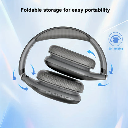 [Wireless Headset] HIRRES BT1638-5.4 Wireless Over-Ear Headset | Ultra-High Sound Quality, Comfortable Padded Design, Foldable, Built-in Mic for Gaming, Travel, Home Office, Gym - Ideal Holiday Gift