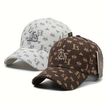 2pcs LV Letter Embroidered Baseball Caps Set - Luxury Adjustable Snapback Hats with Duckbill Brim, Moisture-Wicking Unisex for men & Women, LV Embroidery Design (No Random Variations) for Casual,, Valentine's Day Gift - Hand/