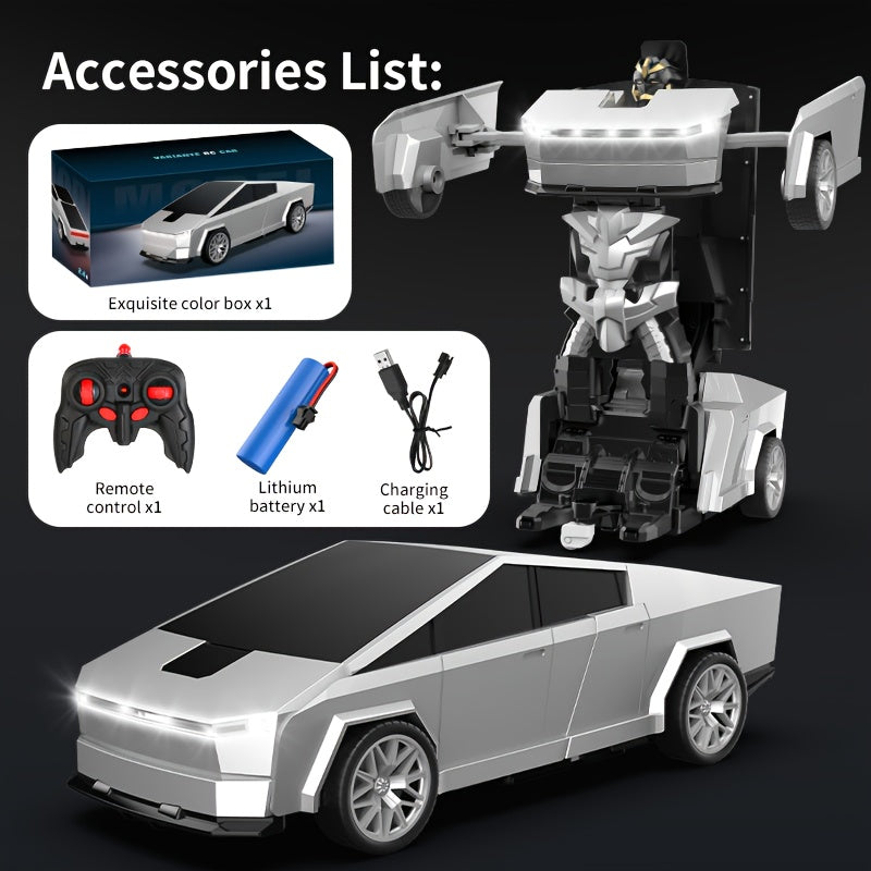 2.4Ghz Remote Control Car Off-road Vehicle, One-click Transformed Robot, Gray Toy Car, with Cool LED Headlights, 360 Degree Rotation Drift, Christmas Birthday Gift for Boys And Girls, Drift Toy, Actionpacked Toy, Rugged Offro