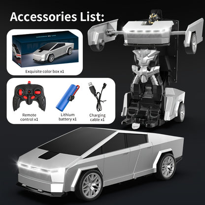2.4Ghz Remote Control Car Off-road Vehicle, One-click Transformed Robot, Gray Toy Car, with Cool LED Headlights, 360 Degree Rotation Drift, Christmas Birthday Gift for Boys And Girls, Drift Toy, Actionpacked Toy, Rugged Offro