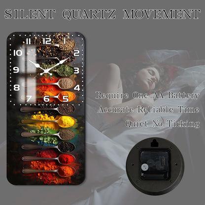 1pc Fantasy Round Wall Clock, Spice Kitchen Decorative Clock, Wooden Wall Clock, Suitable for Kitchen, Living Room, Bedroom Decoration, Ideal Birthday, Thanksgiving, New Year Gift, AA Battery Powered