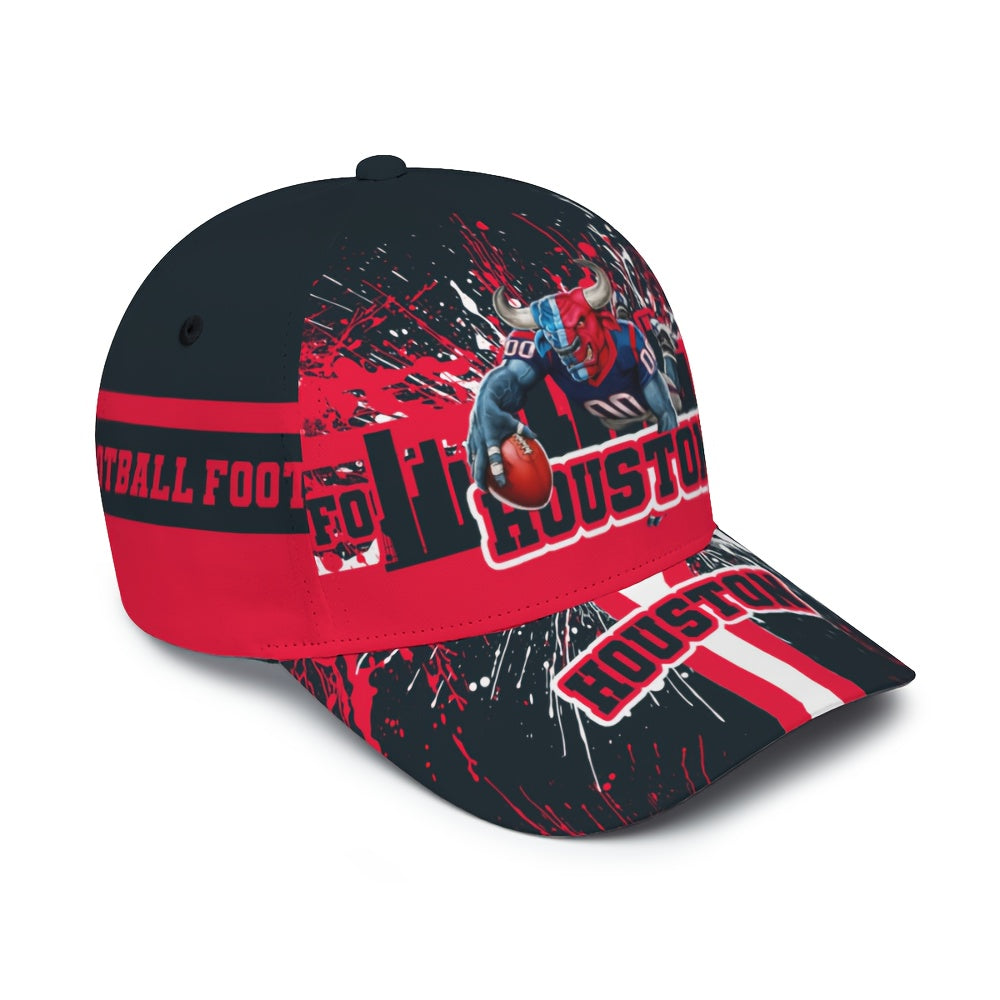 Houston Cartoon Baseball Cap, Adjustable, Unisex, Curved Brim, Perfect for Fans to Enjoy Outdoor Leisure And Sun Protection All Year Round.