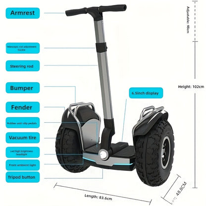 2wheel Self Balancing Electric Scooter - Powerful Motor with 19 Inch Off-road Tires, for 50 Miles, Top Speed Of 12.5MPH, 60v15.6Ah Lithium Battery, Balance Scooter, Electric Scooter for Women, Scooter Electric Fast, Scooter,