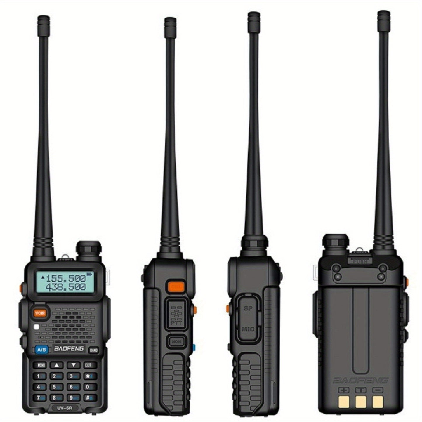 Set of 8 Baofeng UV-5R 5W Radios, Long-Distance Walkie-Talkies Equipped with a Flashlight, Featuring a Two-Way Handheld Design with an Ultra-Long Standby Time of 48-72 Hours, Ideal for Survival Gear During Hunting And Camping