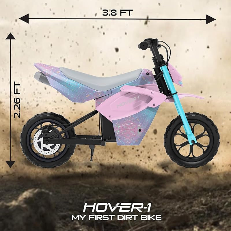 Hover-1 My First Dirt Bike for Kids - 300W Motor, 9MPH Max Speed, 9 Mile Range, 12" Off-Road Tires, 120LB Max Weight, Twist Grip Throttle & Rear Disc Brake Electric Dirt Bike for Kids Ages 5+ Years