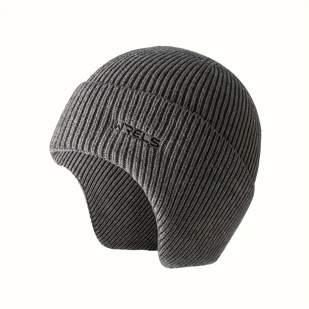 1pc WRELS Winter Warm Earmuff Hat Cap with Detachable Ear Flaps - Stretch Fit, Snug Ear Coverage for Skiing, Hiking, Camping & Outdoor Sports - Ideal Christmas Gift, Ear Covering Wind Resistant Hat, Winter Caps With Ear Flaps