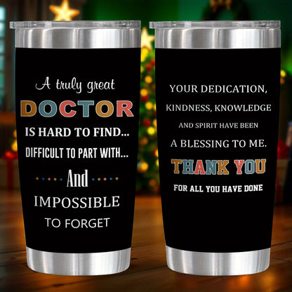 Doctor Gifts - 20oz Tumbler, Doctor Appreciation Gifts for Men & Women, Best Retirement Gifts for Doctors, Dr. MD Cup, Future Doctor Graduation Gift- Stainless Steel Edge Design
