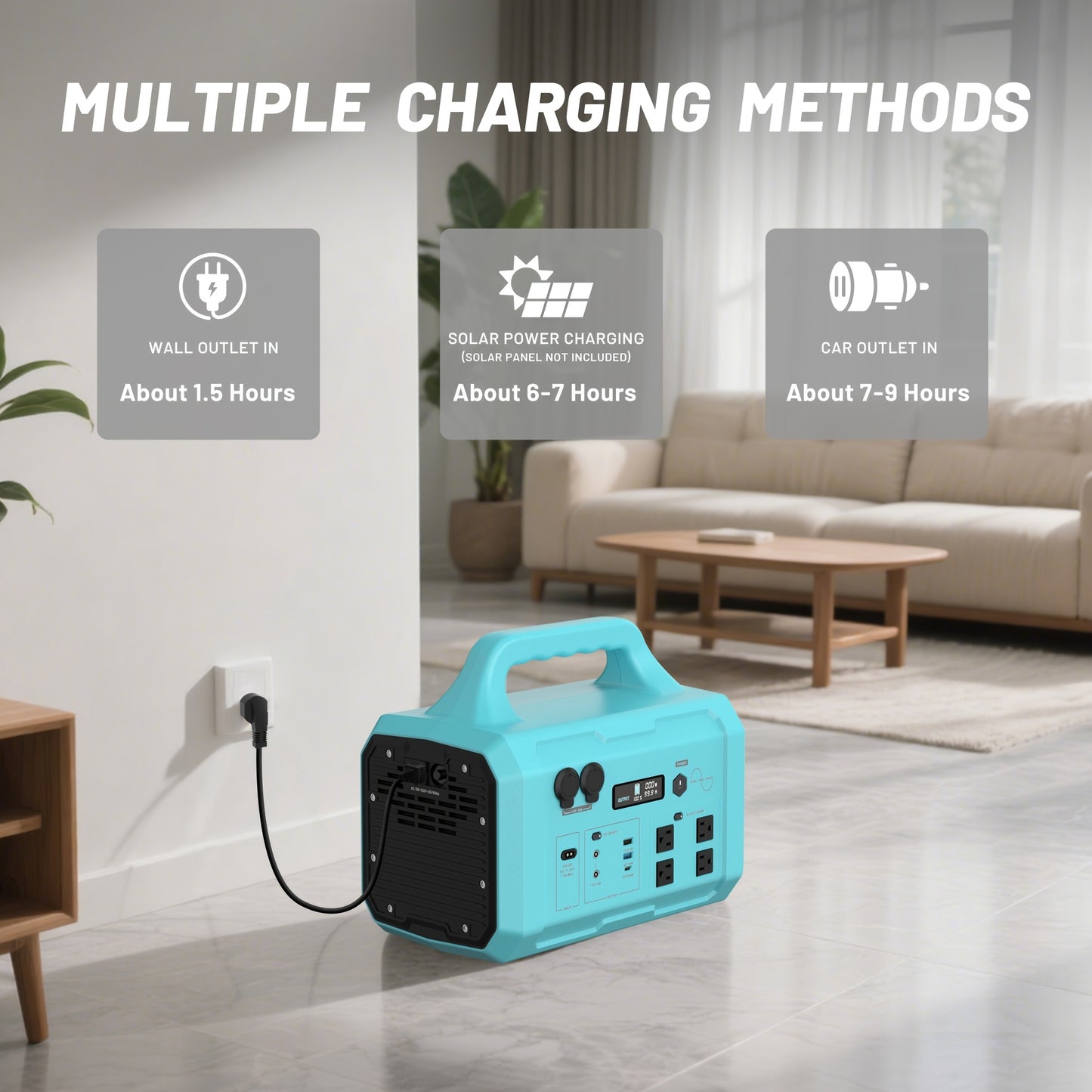 1800W Portable Generator 200W Solar Panel, 120V AC Output, 2-Hour Full Charging Time, Compact Design for Camping, RV, Home & Commercial Use, 1024Wh Solar Generator, Outdoor Power Station, Modern Power Station, Durable Power S
