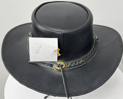 Black Western Style Genuine Cowhide Cowboy Hat – Shapeable Wide Brim for Men & Women