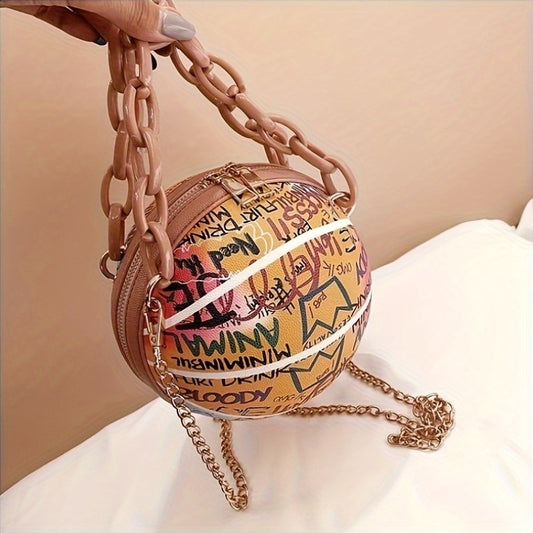 White Black Orange Tote Bag, Removable-strap, Zipper Closure, Edge Paint, with Single Shoulder Strap, for Women