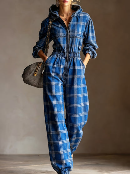 Printed Women'S Fashion Hooded Long-Sleeve Jumpsuit | Casual Style, Perfect for Spring/Fall, Brand: SCACTO